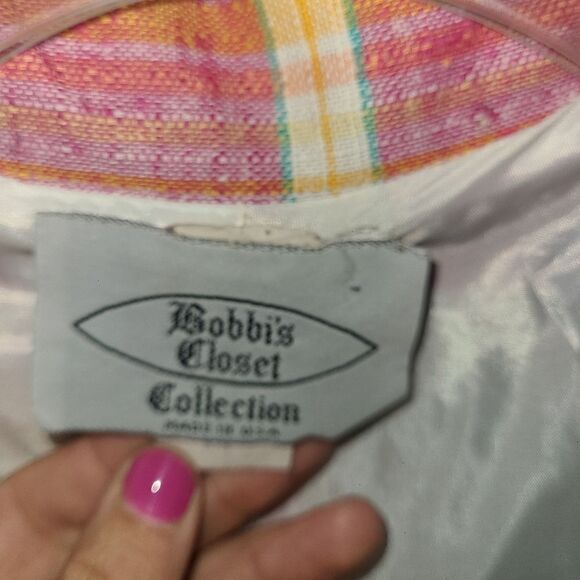 Vintage Bobbis Closet Pink Plaid Linen Blend Blazer - Picture 7 of 11